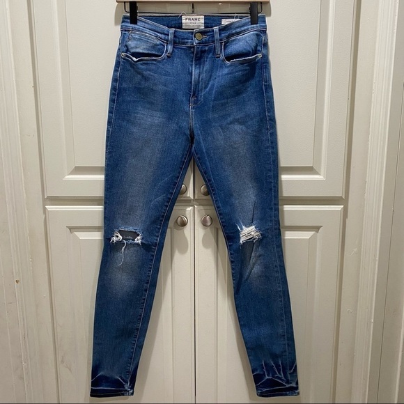 FRAME Le High Ankle Skinny Jeans In Roman Size 27 - Picture 2 of 10